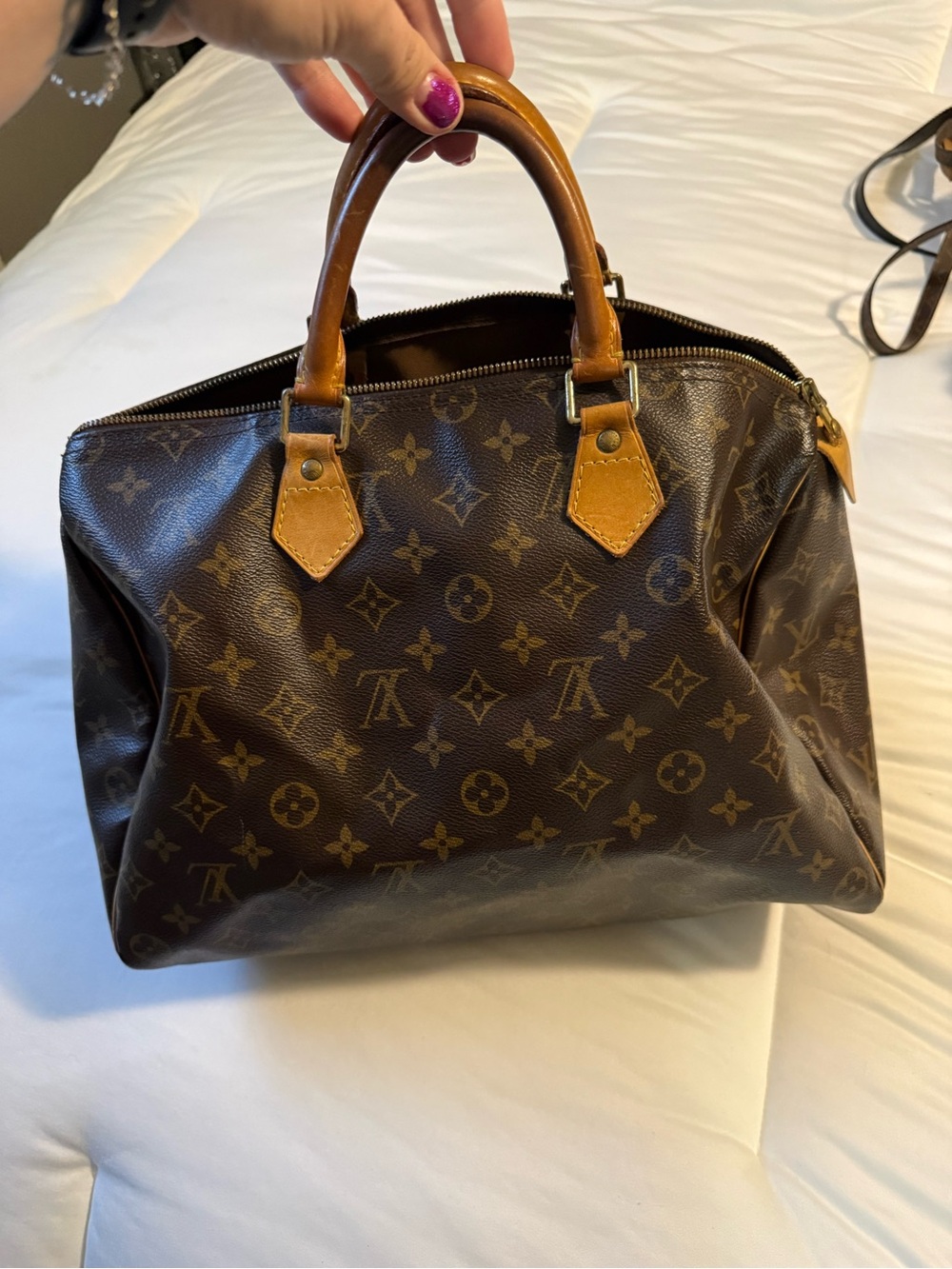 Louis Vuitton Brown Monogram Canvas Satchel with Vachetta Handles